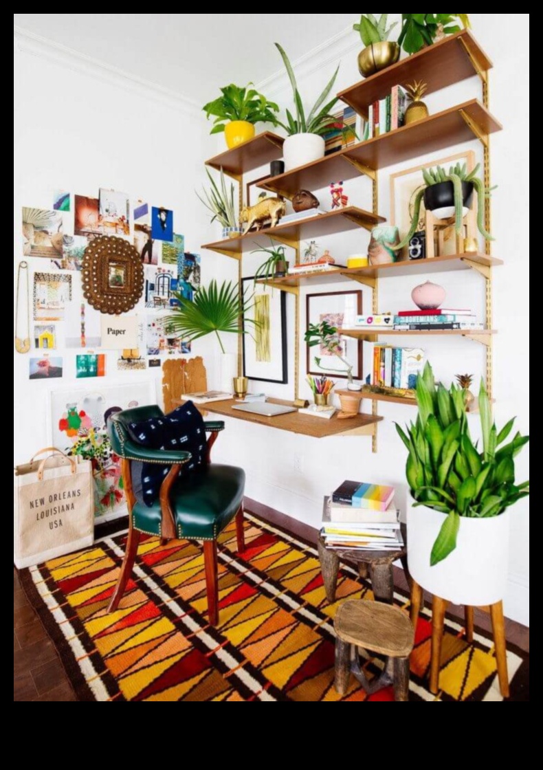 Care sunt câteva idei de decor de birou Boho pentru a crea un spațiu de lucru creativ?